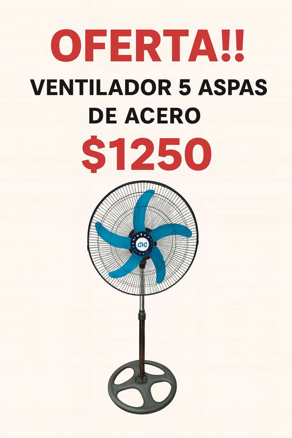 ventilador 5 aspas de acero
