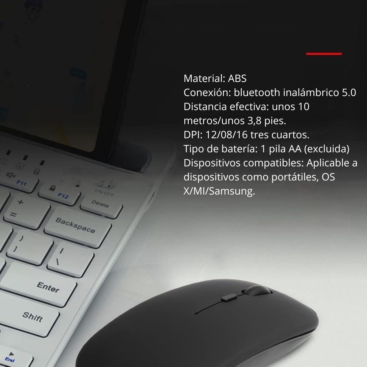 MOUSE INALAMBRICO BLUETOOTH 2.4 GHZ CON SELECTOR DE DPI