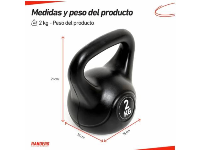Pesa Rusa Recubierta PVC 2Kg Negro (ARG-KET-002) Randers