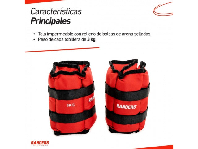 Par de Tobipesas 3Kg Rojo