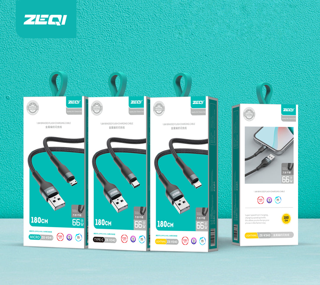 ZEQI CABLE DE DATOS (USB - MICRO USB) 1.8M MODEL: ZE-V341