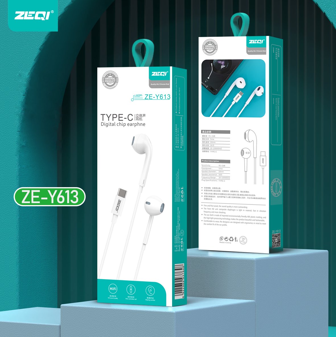 ZEQI AURICULARES USB-C (TIPO-C) MODEL: ZE-Y613