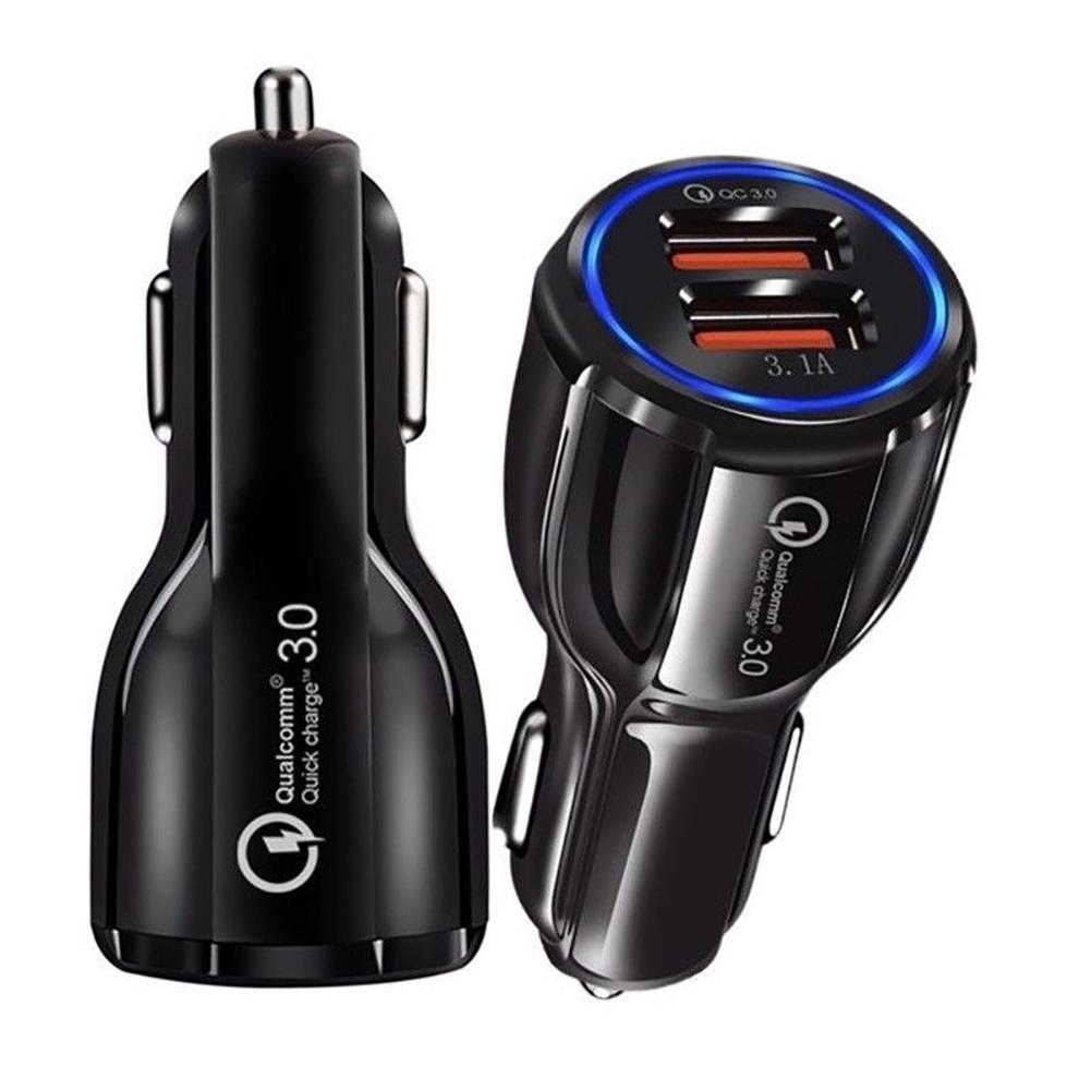 CARGADOR USB X2 PARA AUTO QC3.0 - 3.1A (ADAPTIVE FAST CHARGING)