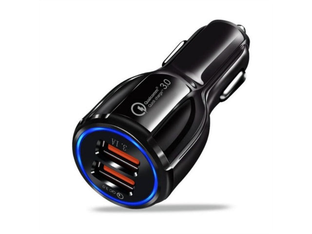 CARGADOR USB X2 PARA AUTO QC3.0 - 3.1A (ADAPTIVE FAST CHARGING)