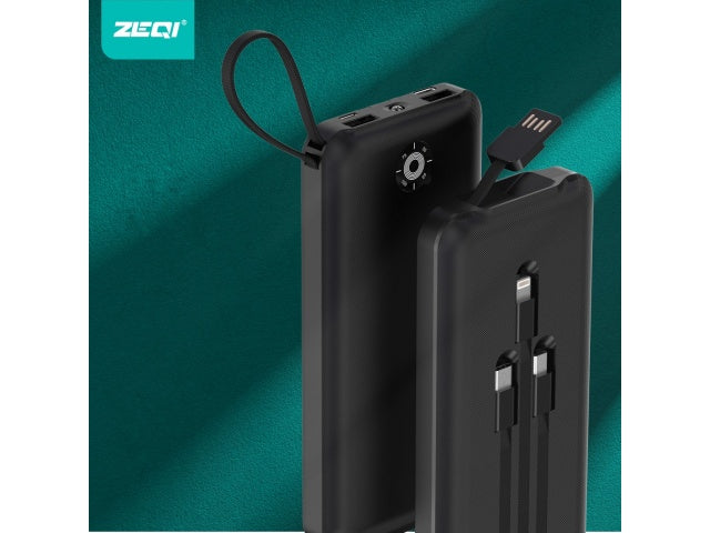 ZEQI POWER BANK CON CABLES DE CARGA (10000MAH) MODEL: ZE-X33