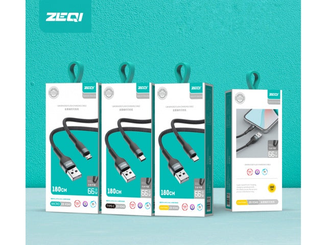 ZEQI CABLE DE DATOS (USB - USB-C) 1.8M MODEL: ZE-V342