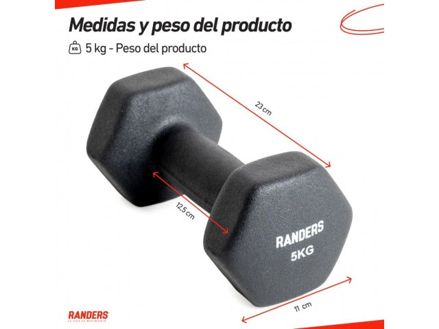 Mancuerna Recubierta 5Kg Negro